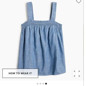 J Crew Small Denim Smocked Top